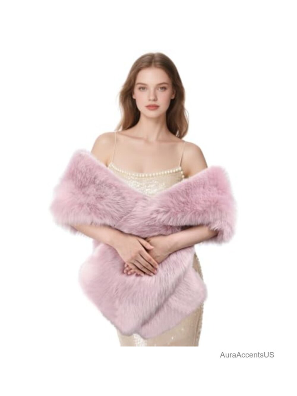 Faux Fur Shawl Wrap Winter Warm Scarf for Women Bridal Wedding Party